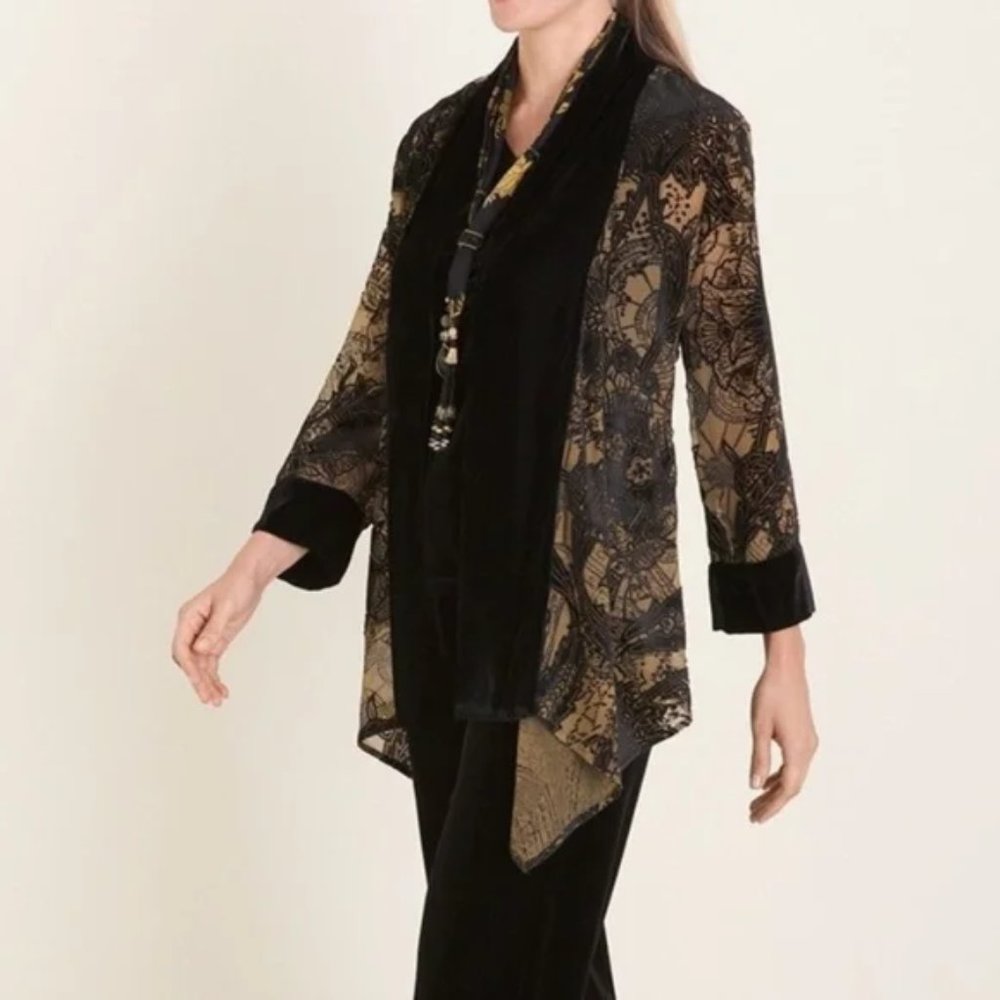 new chico's traveler's velvet burnout kimono jacket 0 (4 6) 2 1(2 14)